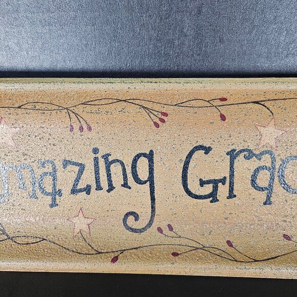 Donna White, Amazing Grace Rustic, Primitive, Decorative Oblong Tray - Picture 3 of 9